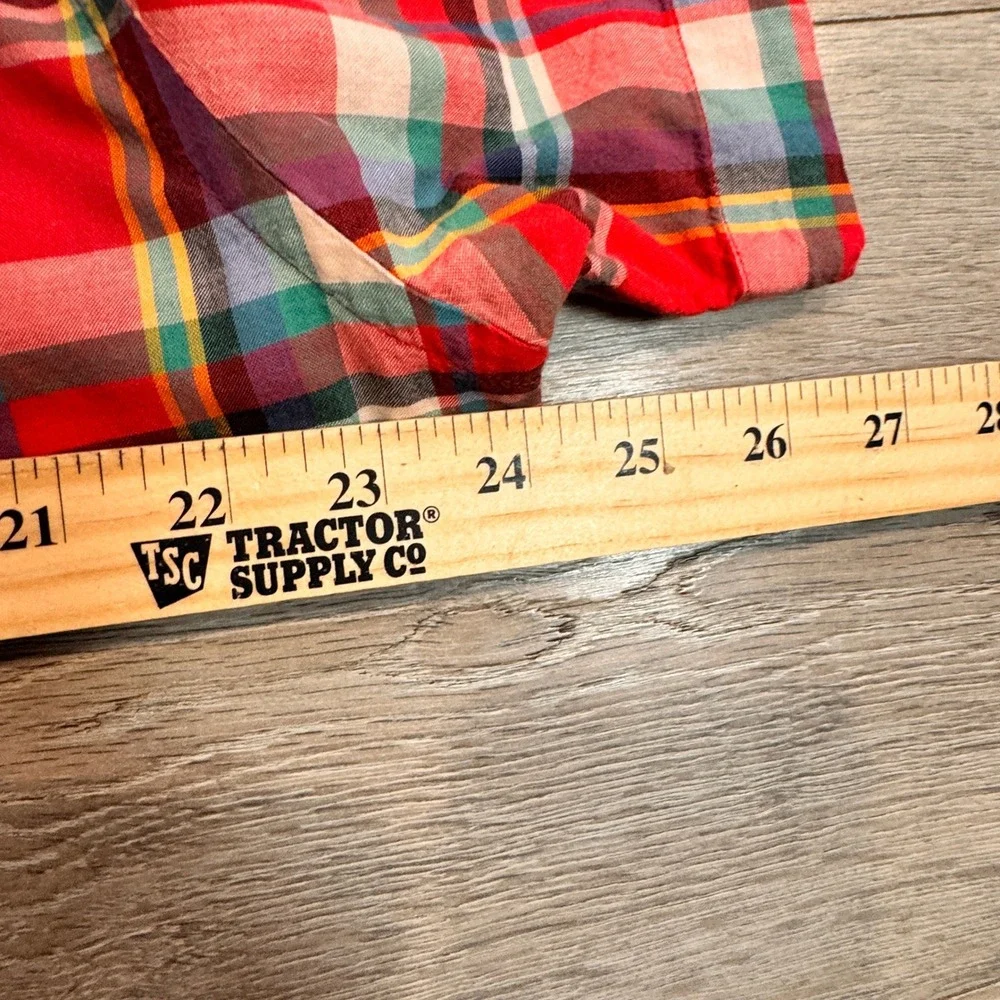 J.Crew Mens Red Plaid Short Sleeve Button Down Shirt‎ Size Large L